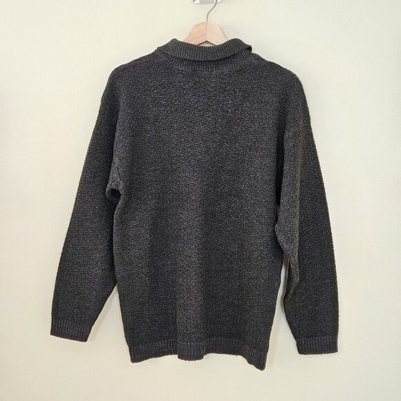 Profilo Sport Sweater Mens M Dark Khaki LS 1/4 Zip Collared Wool Blend Vintage - Picture 15 of 15